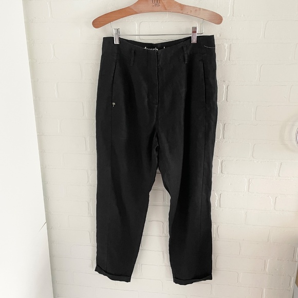 Anthropologie x Sandwich_linen Barrel Ankle Pants Pockets Lagenlook Black Sz S - Picture 2 of 14